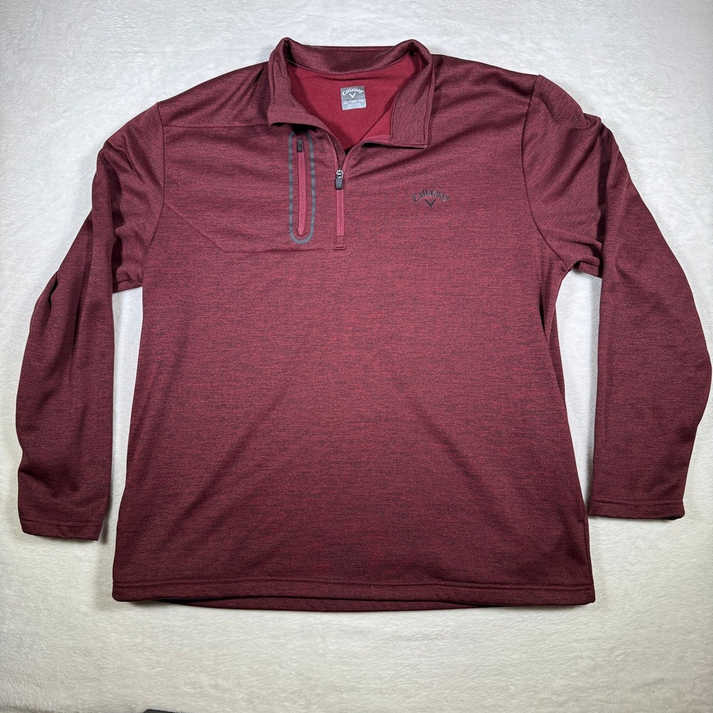 Callaway Golf Pullover 1/4 Zip Long Sleeve Maroon Heathered XXL Men‎